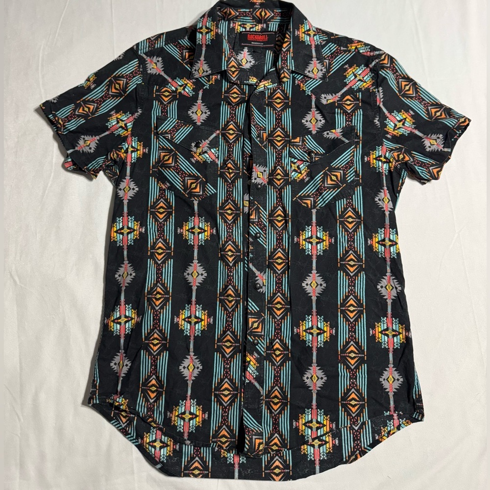 Men’s Rock & Roll Denim button down pearl snap shirt